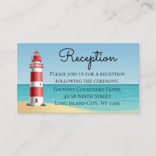 Nautical Lighthouse Blue Beach Wedding Reception Enclosure Card