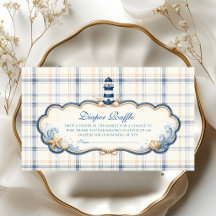 Nautical Lighthouse Blue Plaid Diaper Raffle Baby