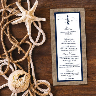 Nautical Lighthouse Burlap Wedding Collection Menu