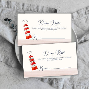 Nautical Lighthouse Diaper Raffle Baby Shower  Enclosure Card