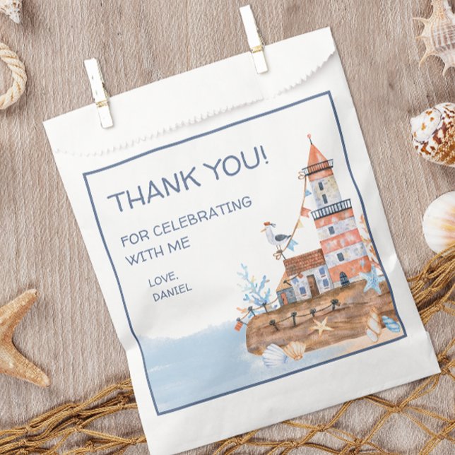 Nautical Lighthouse Favour Bags (Personalized nautical themed party favor bags)