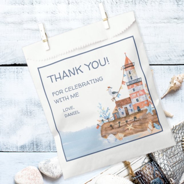 Nautical Lighthouse Favour Bags (Personalized nautical themed party favor bags)