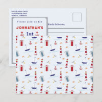 Nautical Lighthouse Pattern 1st Birthday Party 