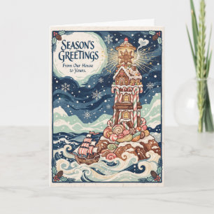 Nautical Lighthouse Seasons Greetings Card