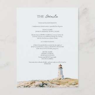 Nautical Lighthouse Shore Serif Wedding Details Enclosure Card