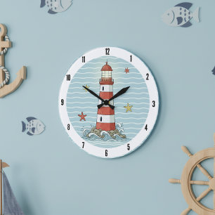 Nautical Lighthouse & Starfish ID1249 Large Clock