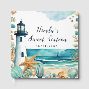 Nautical Lighthouse Sweet Sixteen Birthday Guest Book