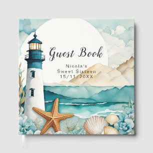 Nautical Lighthouse Sweet Sixteen Birthday Guest Book