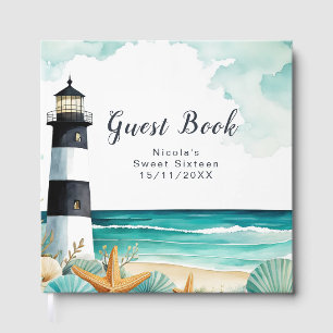 Nautical Lighthouse Sweet Sixteen Birthday Guest Book