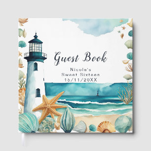 Nautical Lighthouse Sweet Sixteen Birthday Guest Book