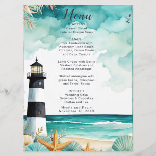 Nautical Lighthouse Wedding Menu