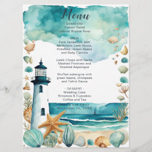 Nautical Lighthouse Wedding Menu
