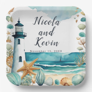Nautical Lighthouse Wedding  Paper Plate