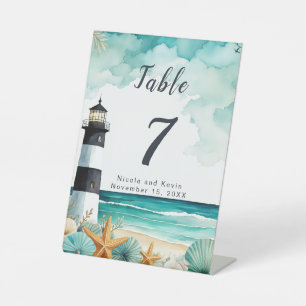 Nautical Lighthouse Wedding Pedestal Sign