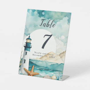 Nautical Lighthouse Wedding Pedestal Sign