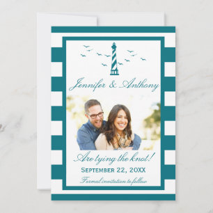 Nautical Lighthouse Wedding Photo Save The Date