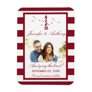 Nautical Lighthouse Wedding Photo Save The Date Magnet