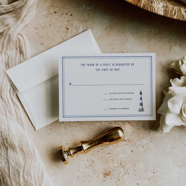 Nautical Lighthouse Wedding RSVP Card (Creator Uploaded)