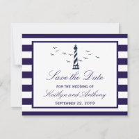 Nautical Lighthouse Wedding Save The Date Cards