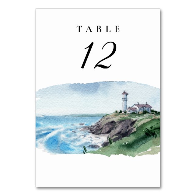 Nautical Lighthouse Wedding Table Number (Front)