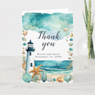 Nautical Lighthouse Wedding Thank You Card