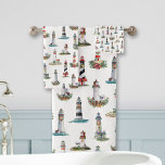 Nautical Ligthhouse Coastal Christmas Bath Towel Set<br><div class="desc">This Christmas bath towel set features a beautiful nautical pattern with a variety of lighthouses decorated for the holidays,  on a white background. Please check out the collection for matching products. If you would like more matching products or other colorways,  please contact me through Zazzle Chat.</div>