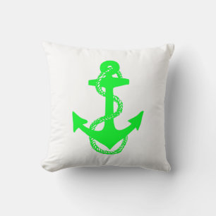 nautical lime green ANCHOR + ROPE two-sided Cushion