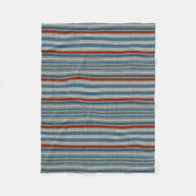 Nautical Linen Stripe Fleece Blanket (Front)