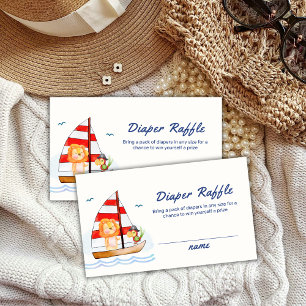 Nautical Lion Sailboat Diaper Raffle Baby Shower Enclosure Card