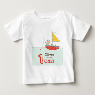 Nautical little sailor bear first birthday baby T-Shirt