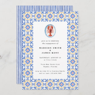 Nautical Lobster Amalfi Tiles Engagement Party Invitation