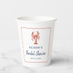 Nautical Lobster Coastal Bridal Shower  Paper Cups