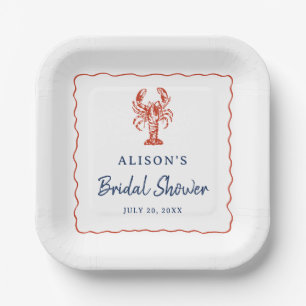 Nautical Lobster Coastal Bridal Shower  Paper Plate