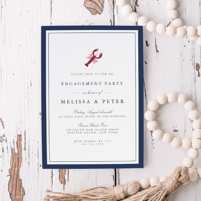 Nautical Lobster Engagement Party Invitation (Creator Uploaded)