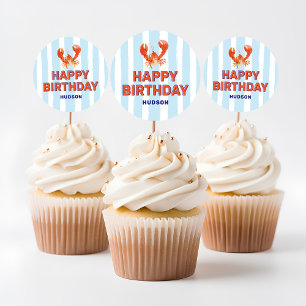 Nautical Lobster Kids Happy Birthday Classic Round Sticker