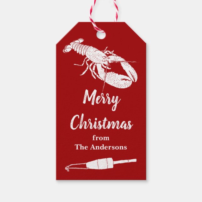Nautical Lobster Personalised Christmas Gift Tags (Front)