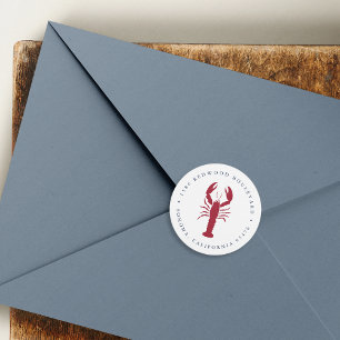Nautical Lobster Return Address Classic Round Sticker