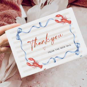 Nautical Lobster Ribbon Bridal Shower Thank You Card