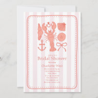 Nautical Lobster Shells Pink Bow Bridal Shower