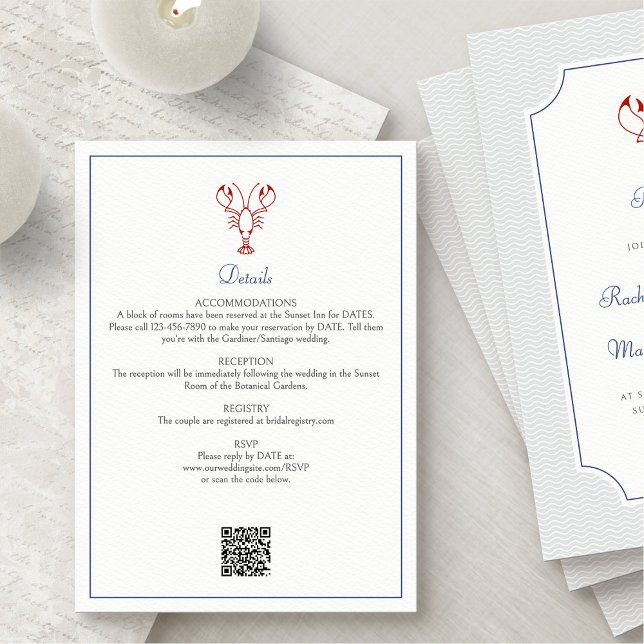 Nautical Lobster Wedding Details Enclosure Card (Creator Uploaded)