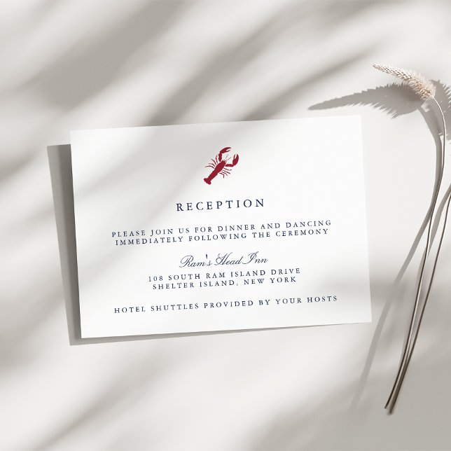 Nautical Lobster Wedding Reception Enclosure Card (Creator Uploaded)