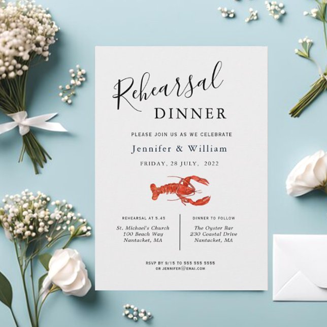 Nautical Lobster wedding Rehearsal Dinner   Announcement (Creator Uploaded)