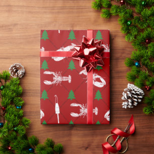 Nautical Lobsters and Buoys Christmas Pattern Wrapping Paper