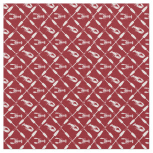 Nautical Lobsters and Buoys Pattern Illustrated Fabric