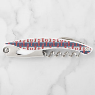 Nautical Lobsters on Navy Blue and Grey Stripes Corkscrew
