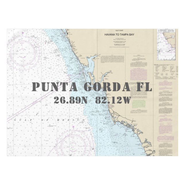 Nautical Longitude Latitude Punta Gorda Florida Tablecloth (Front (Horizontal))