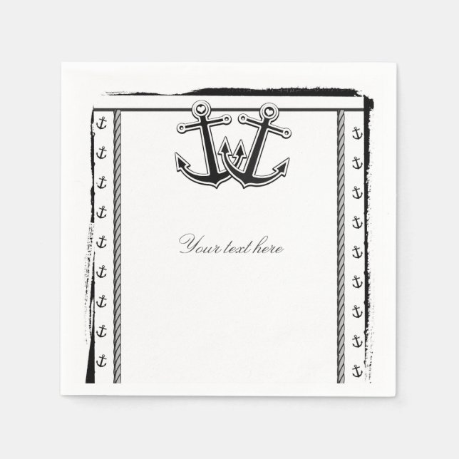 Nautical Love Anchors Beach Wedding Bridal Shower Napkin (Front)