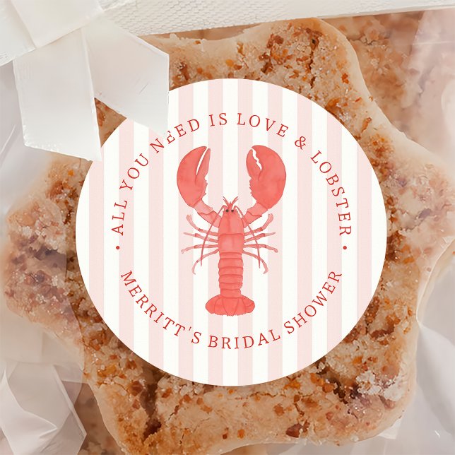 Nautical Love & Lobster Bridal Shower Sticker (Creator Uploaded)