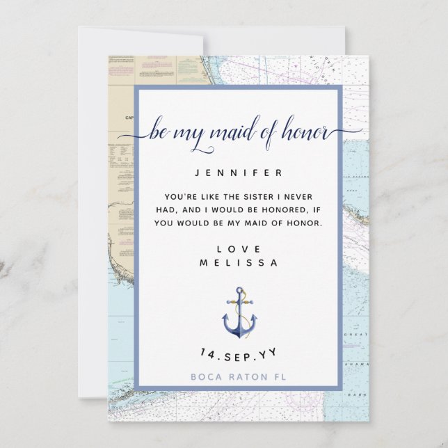 Nautical Maid of Honour | South #Florida #Wedding Invitation (Front)