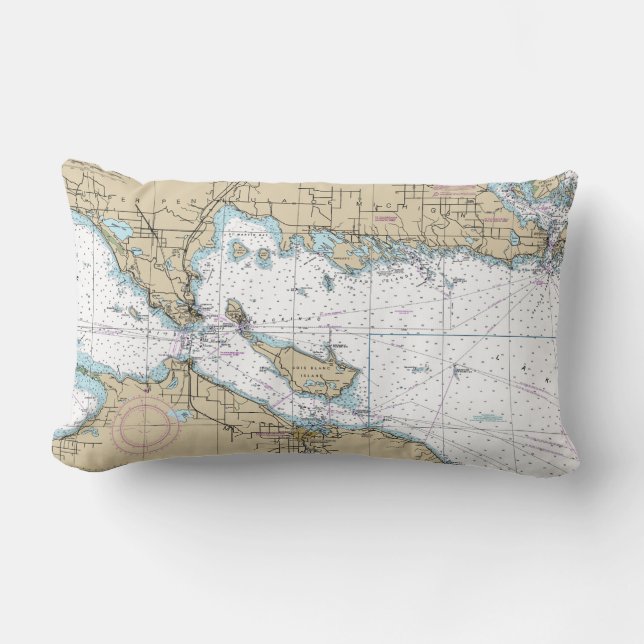 Nautical Map Decor Lumbar Cushion (Front)
